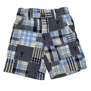 Janie and Jack Shorts Boys 3 Blue Yellow Lobster Print Summer Casual Patchwork